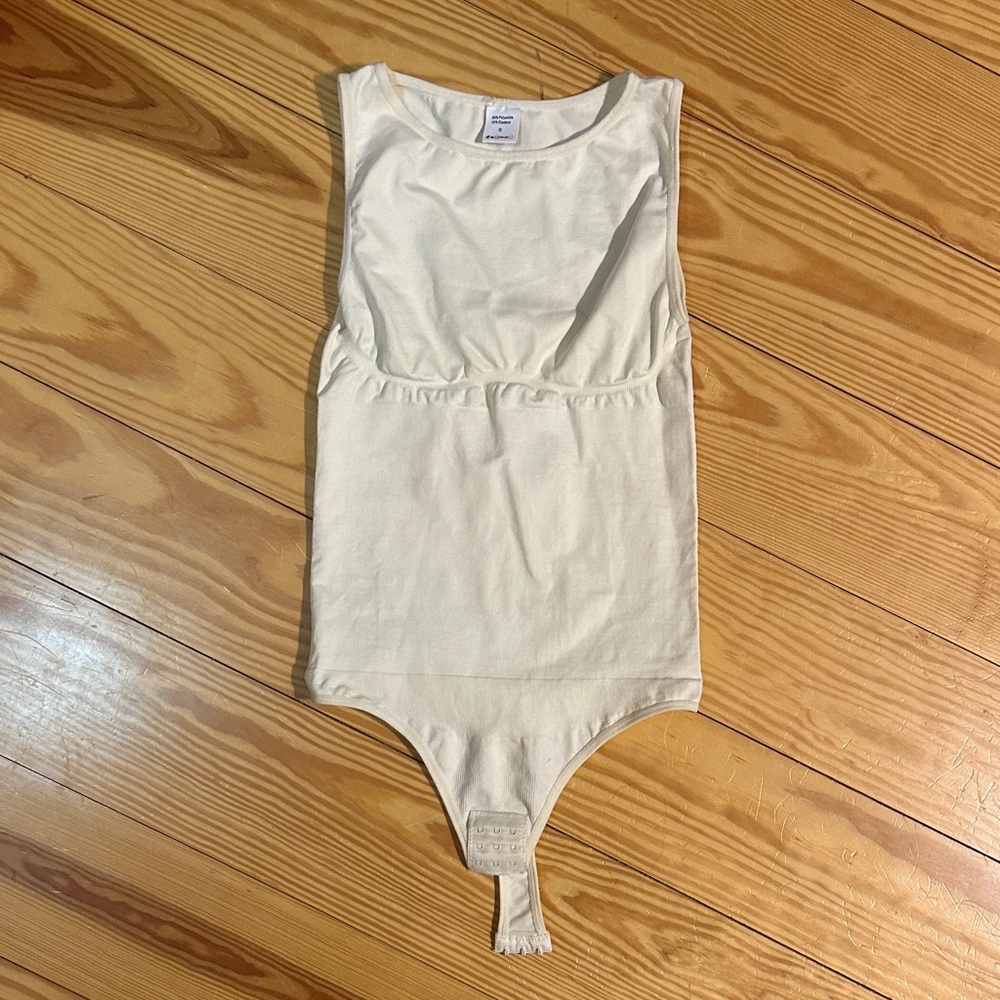 Heyshape Sleeveless Cream Bodysuit Tank with Snap Crotch